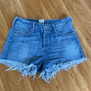 True Religion High Waist Denim Shorts Light Wash 29 Button Fly